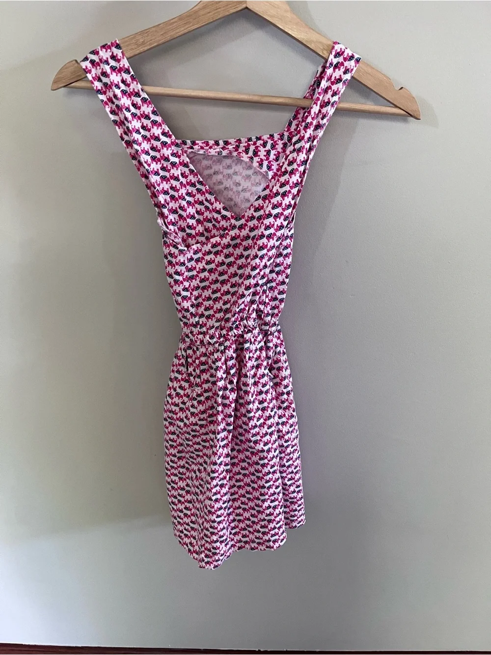 Carter's Girls Pink Elephant‎ Print Linen Blend Criss Cross Back Dress Size 8